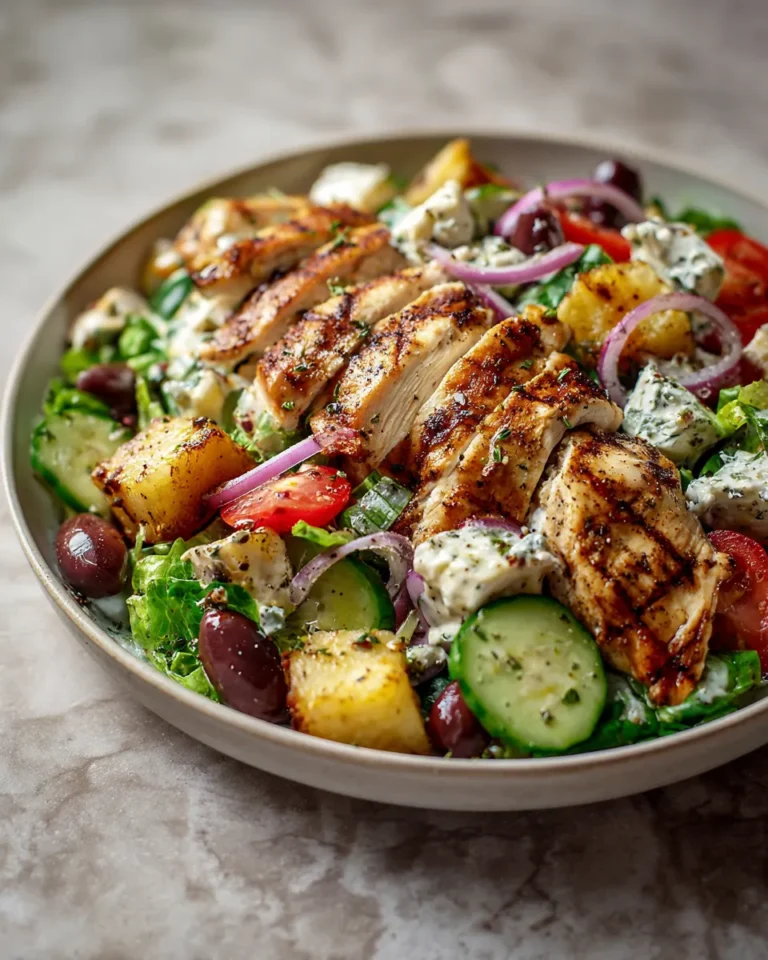 Photo of featured for Savory Greek Chicken Salad: A Mouthwatering Mediterranean Delight