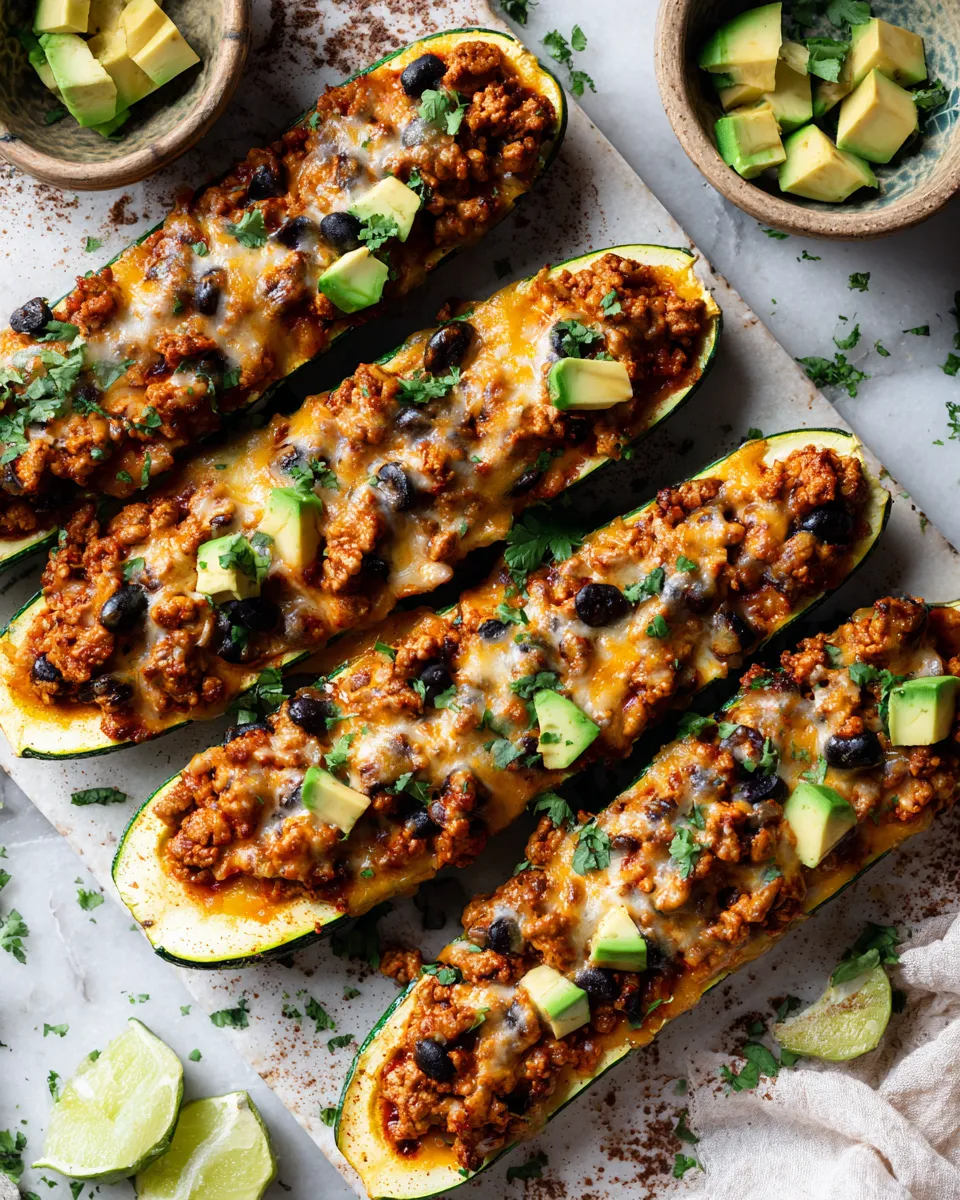 Photo of featured for Deliciously Healthy Ground Turkey Enchilada Zucchini Boats