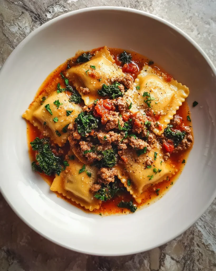 Photo of featured for Hearty Italian Sausage and Kale Ravioli Soup: A Flavorful Comfort in a Bowl