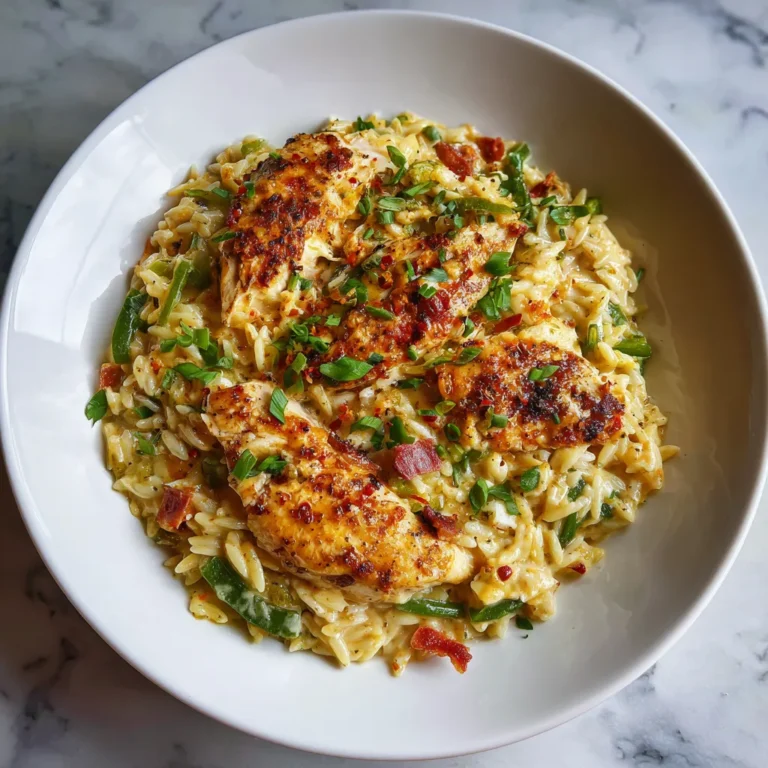 Photo of featured for Spicy Jalapeño Popper Chicken Orzo Skillet: A Flavor Explosion