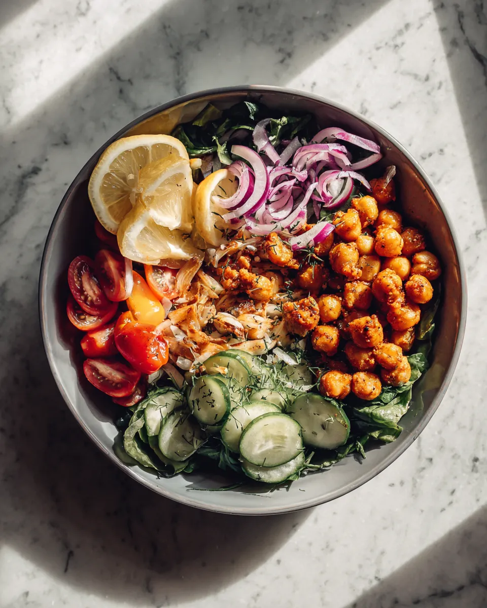Photo of featured for Power Up Your Day with a Zesty Lemon Garlic Roasted Chickpea Bowl