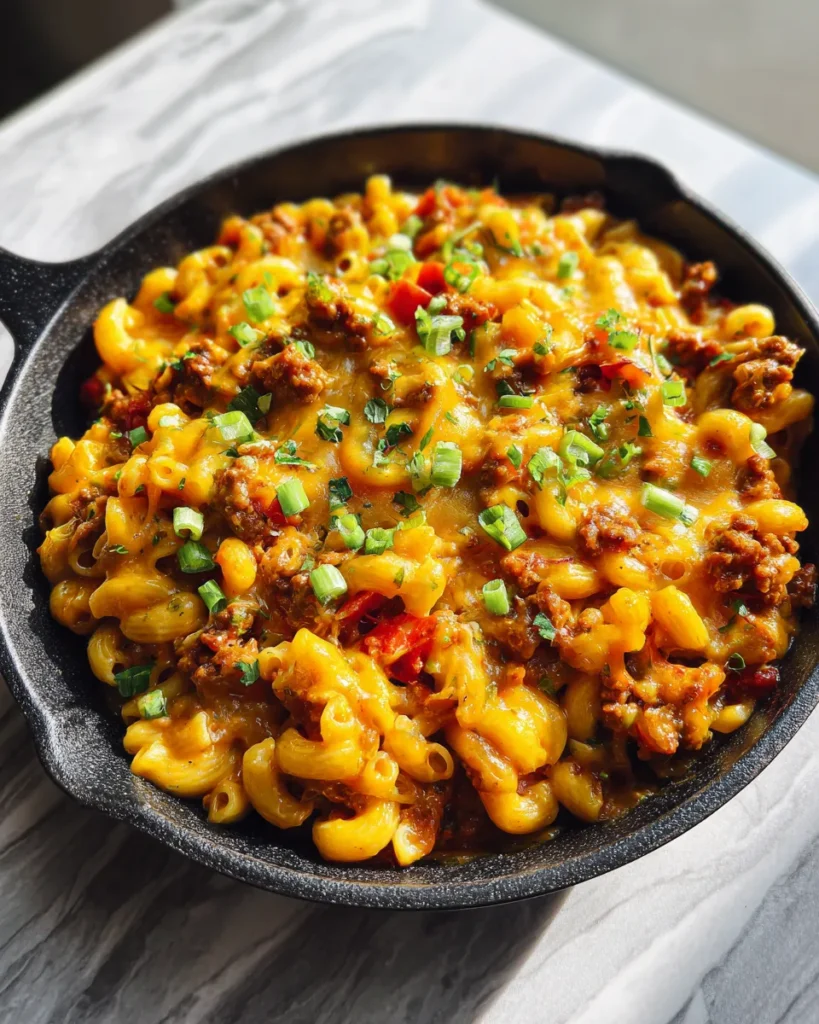 Photo of featured for Indulgent Loaded Chili Mac and Cheese Skillet: A Flavor Explosion