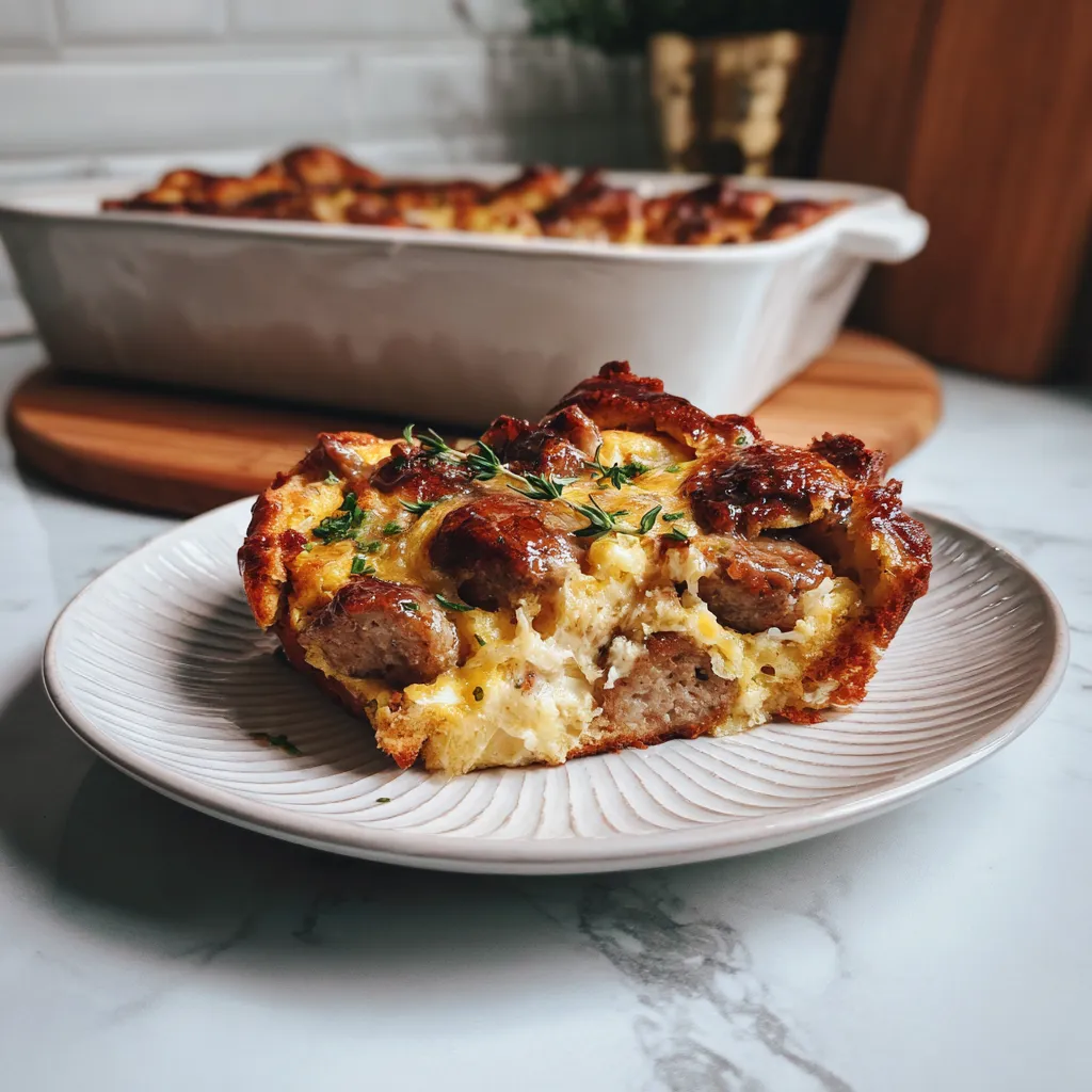 Photo of featured for Indulgent Maple Glazed Sausage Breakfast Bake