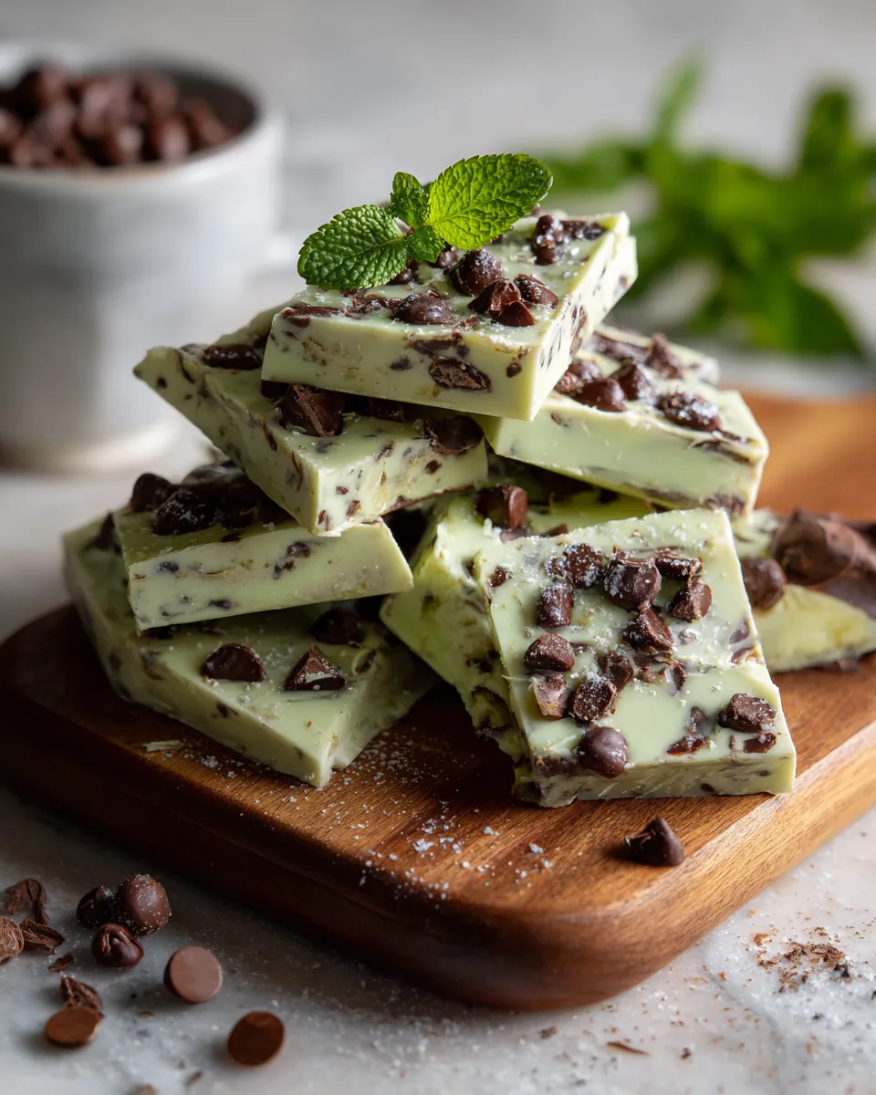 Photo of featured for Indulgent Mint Chocolate Chip Fudge Bark: A Decadent Delight
