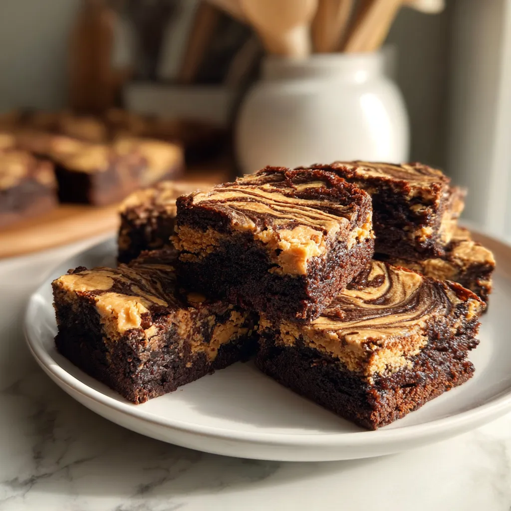 Photo of featured for Irresistible Peanut Butter Chocolate Swirl Brownies