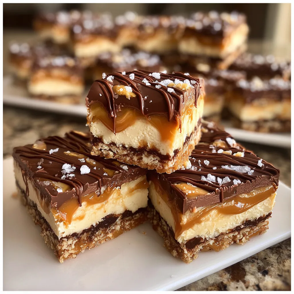 Photo of featured for Indulgent Salted Caramel Cheesecake Crunch Bars: A Decadent Delight
