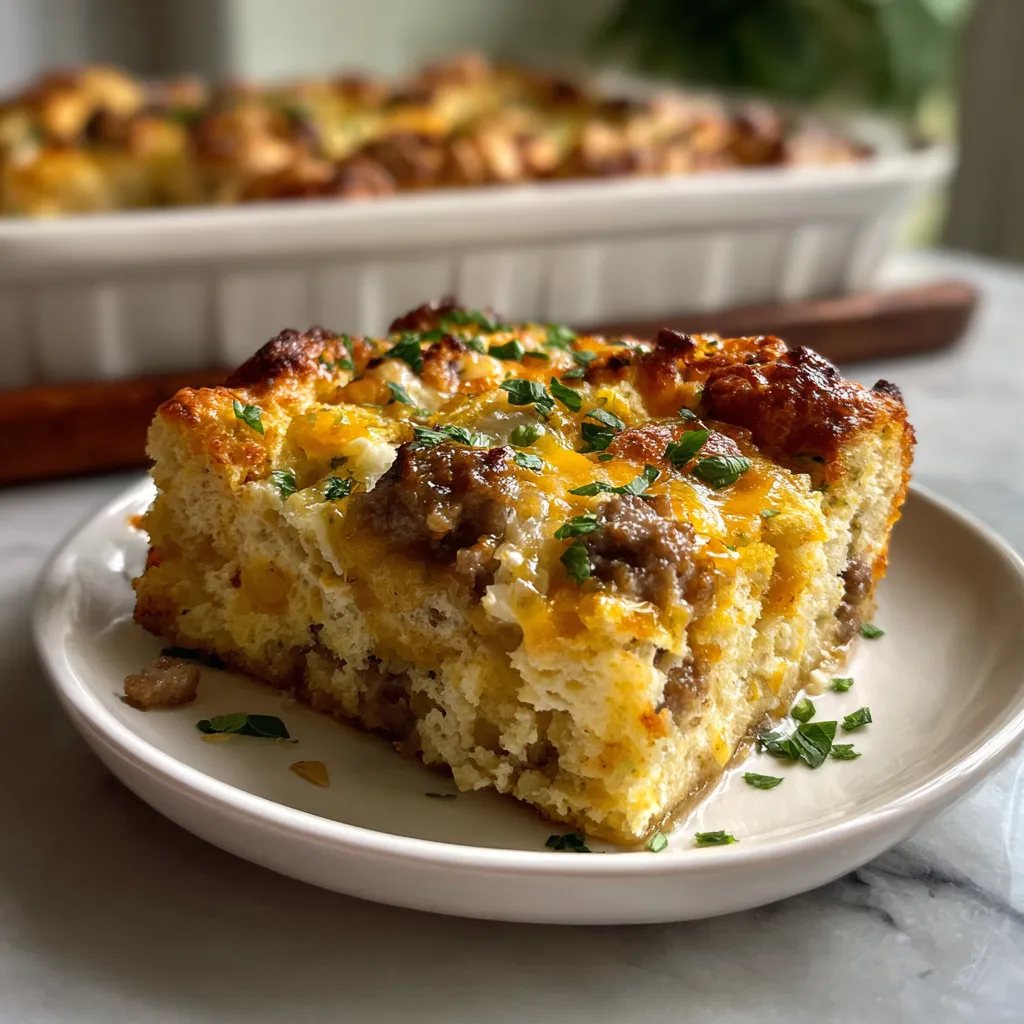 Photo of featured for Satisfy Your Cravings with This Delicious Sausage and Egg Biscuit Casserole