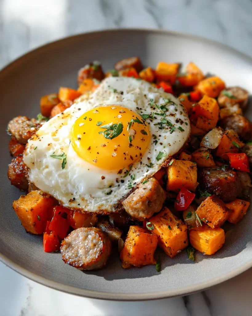 Photo of featured for Hearty Sausage and Sweet Potato Breakfast Hash: A Flavorful Morning Delight