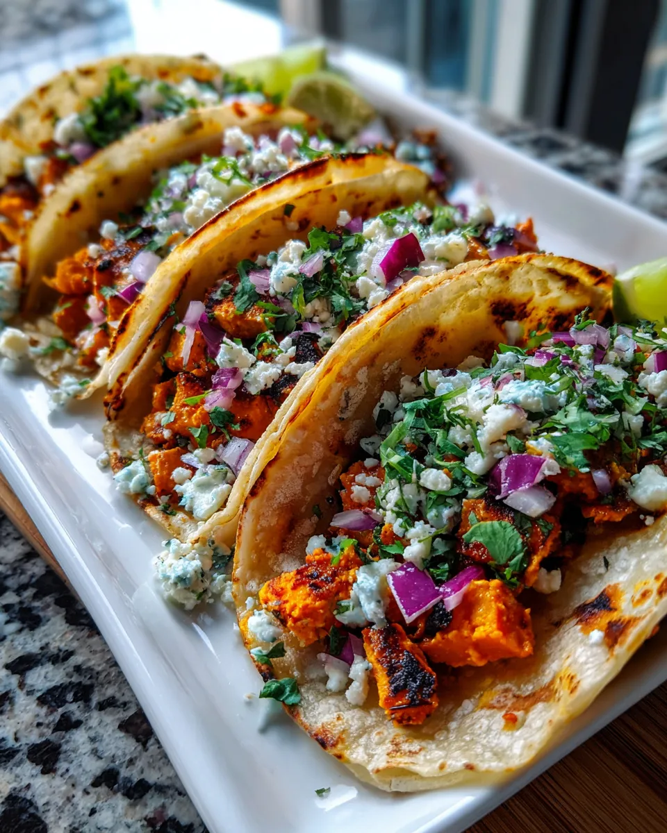 Photo of featured for Fiery Buffalo Sweet Potato Tacos: A Spicy Twist on Taco Night