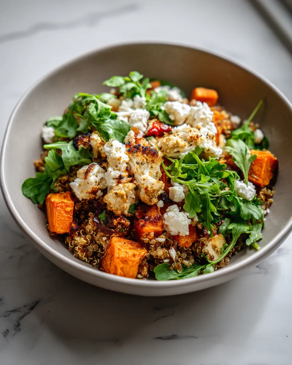 Photo of featured for Irresistible Sweet Potato Feta Quinoa Bowls