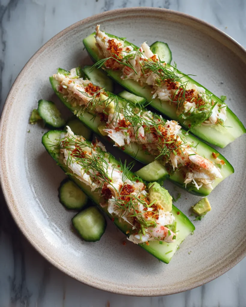 Photo of featured for Crab and Avocado Cucumber Boats: Delectable Delight