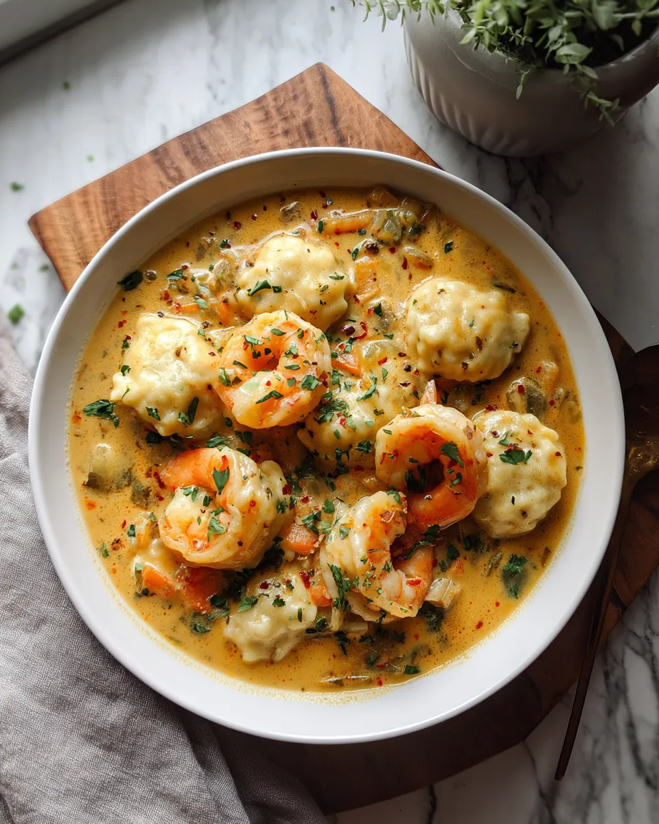 Photo of featured for Creamy Cajun Shrimp Dumpling Stew: A Spicy Delight
