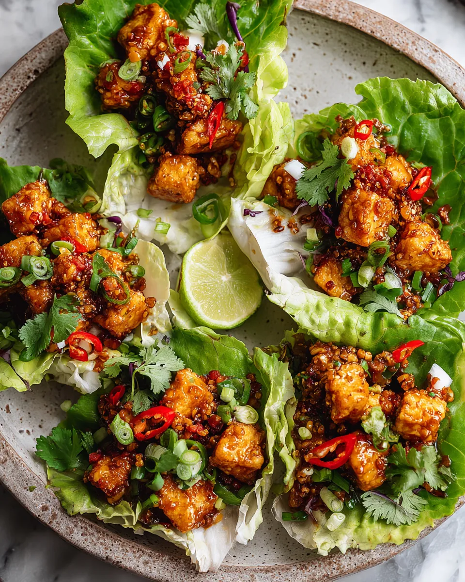 Photo of featured for Crispy Bang Bang Tofu Lettuce Cups: Irresistibly Spicy and Crunchy