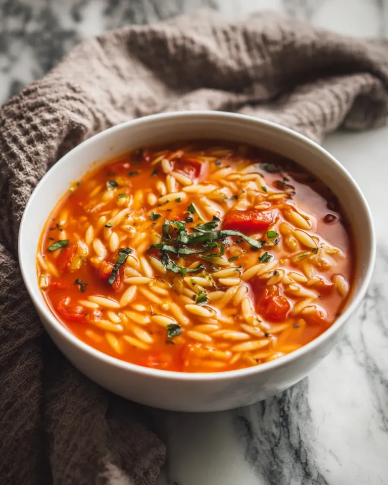 Photo of featured for Flavorful Fire-Roasted Tomato Basil Orzo Soup Recipe