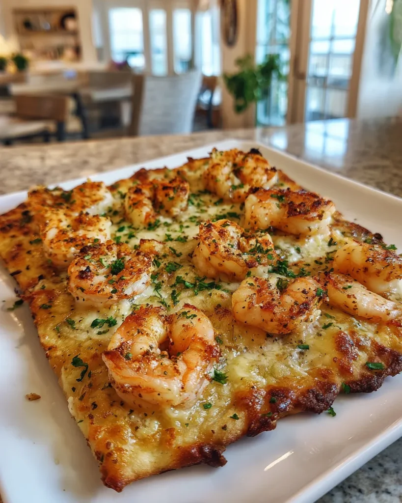 Photo of featured for Irresistible Garlic Parmesan Shrimp Flatbread
