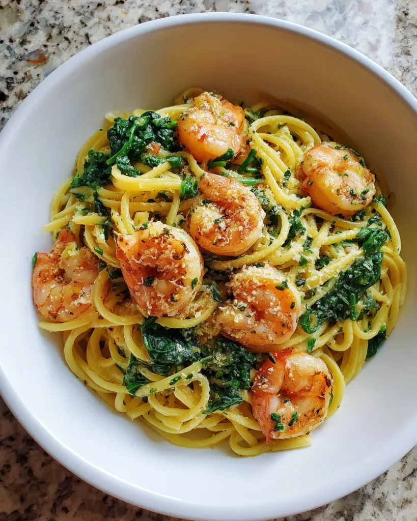 Photo of featured for Delicious Lemon Basil Shrimp and Spinach Pasta: A Flavorful Delight