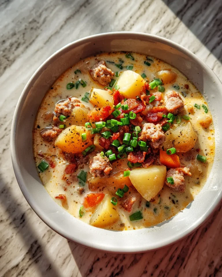 Photo of featured for Irresistibly Hearty Loaded Baked Potato Sausage Soup