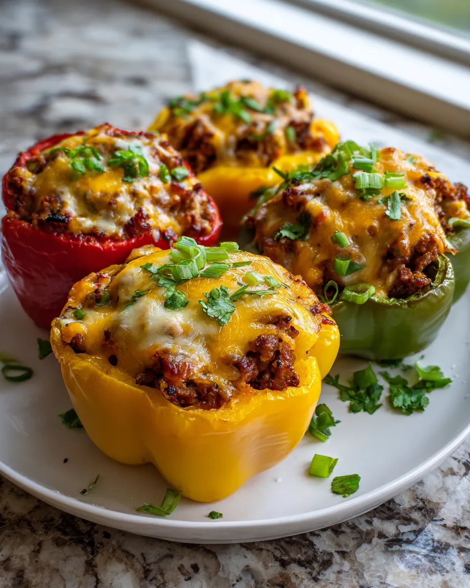 Photo of featured for Irresistible Loaded Cheeseburger Stuffed Peppers