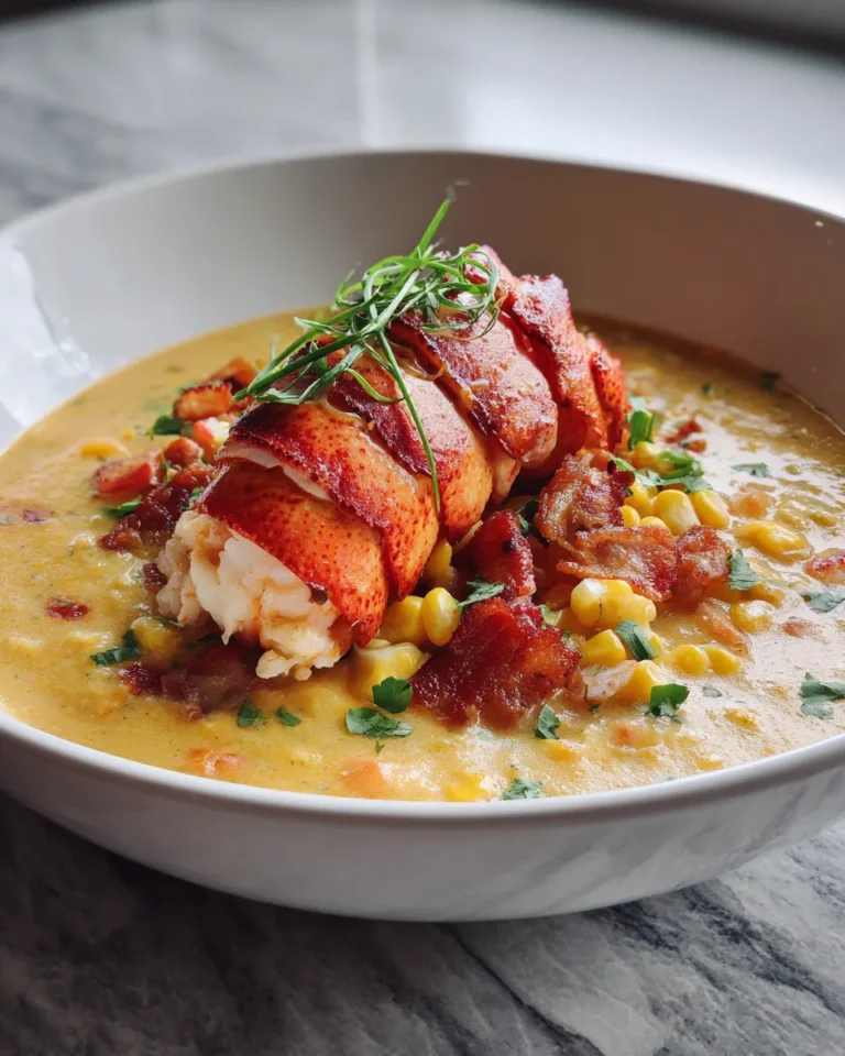 Photo of featured for Indulgent Lobster Corn Chowder: A Crispy Bacon Delight