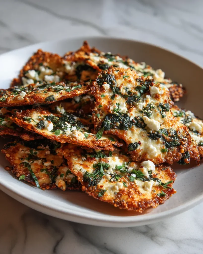 Photo of featured for Deliciously Crunchy Mediterranean Spinach and Feta Crisps