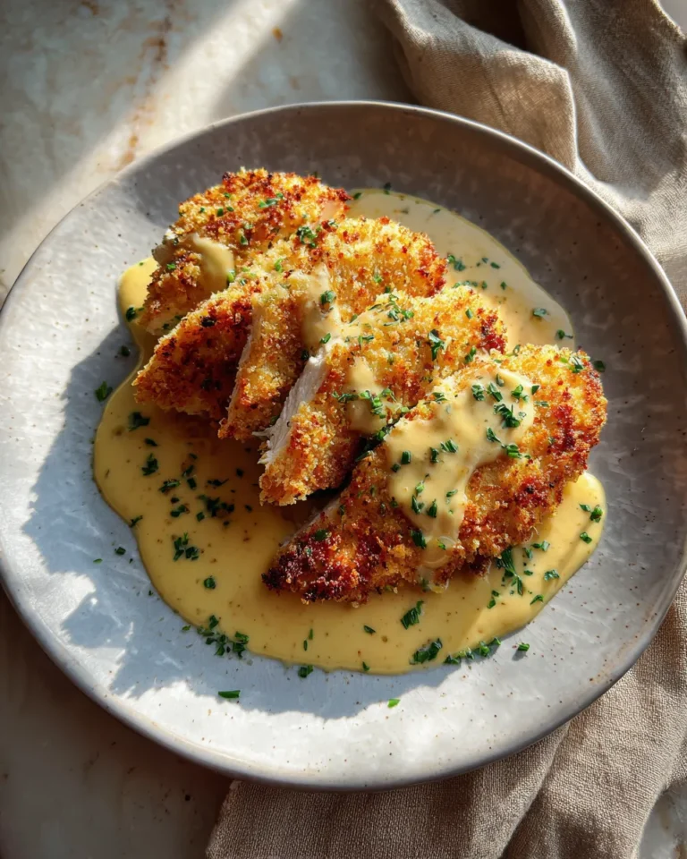 Photo of featured for Irresistible Parmesan Crusted Chicken: Creamy Garlic Sauce Delight