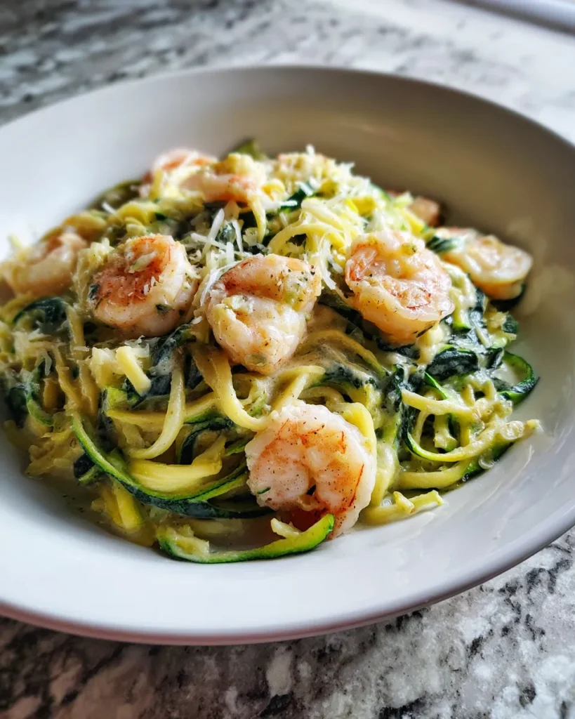 Photo of featured for Delicious Shrimp Alfredo Zucchini Noodles: A Low-Carb Delight
