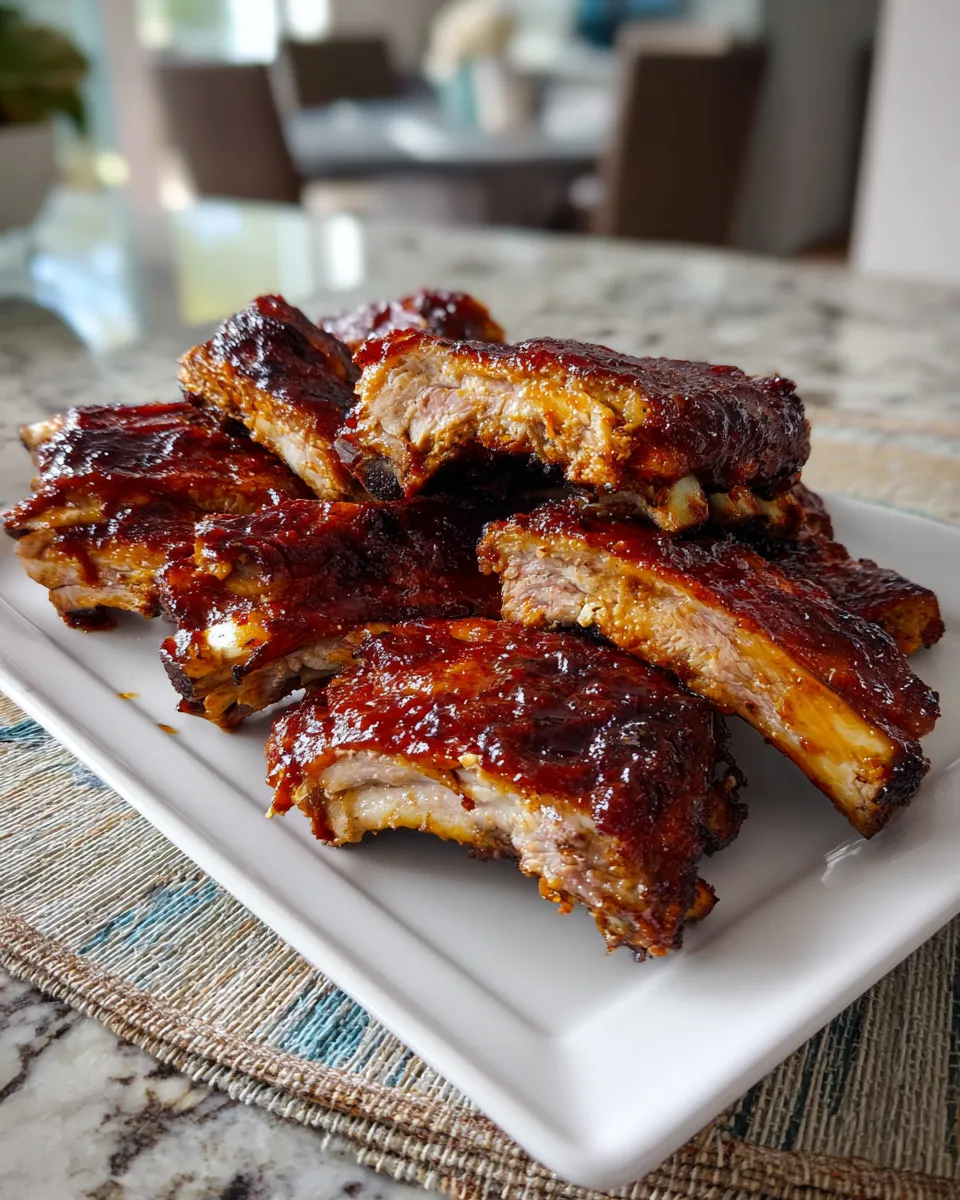 Photo of featured for Deliciously Tender Slow Cooker Honey BBQ Pork Ribs