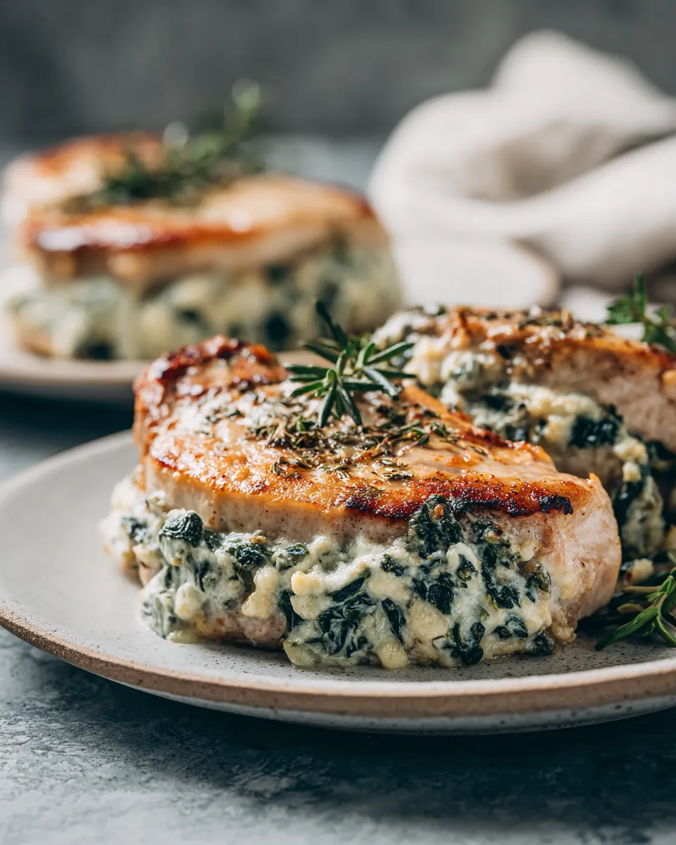 Photo of featured for Deliciously Decadent Spinach Artichoke Stuffed Pork Chops