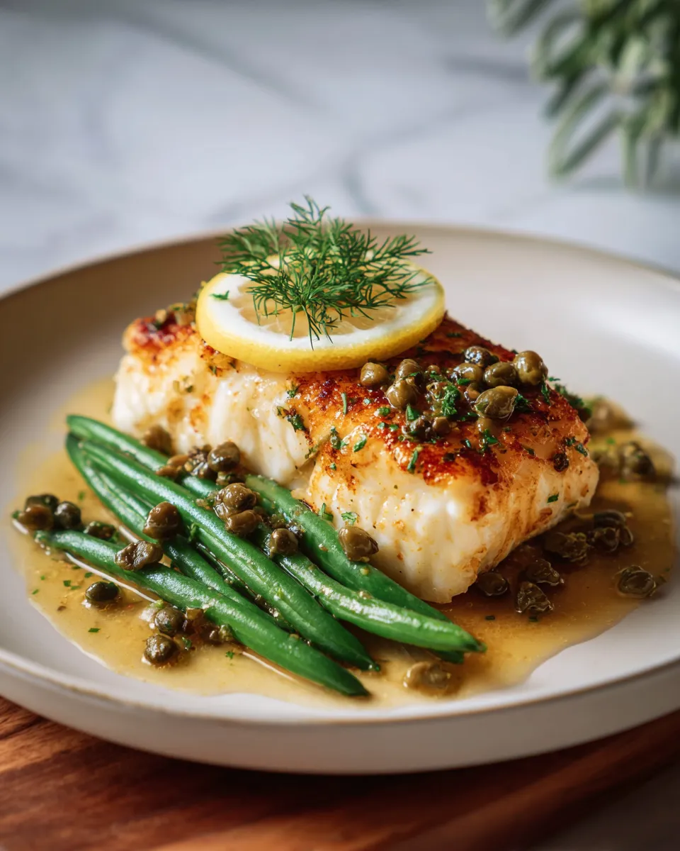 Photo of featured for Deliciously Baked Halibut with Tangy Lemon Caper Sauce