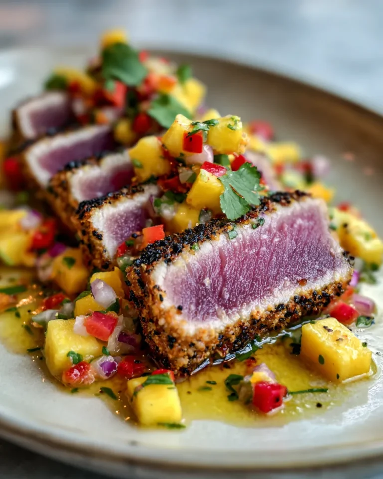 Photo of featured for Sizzling Blackened Tuna with Tropical Pineapple Salsa