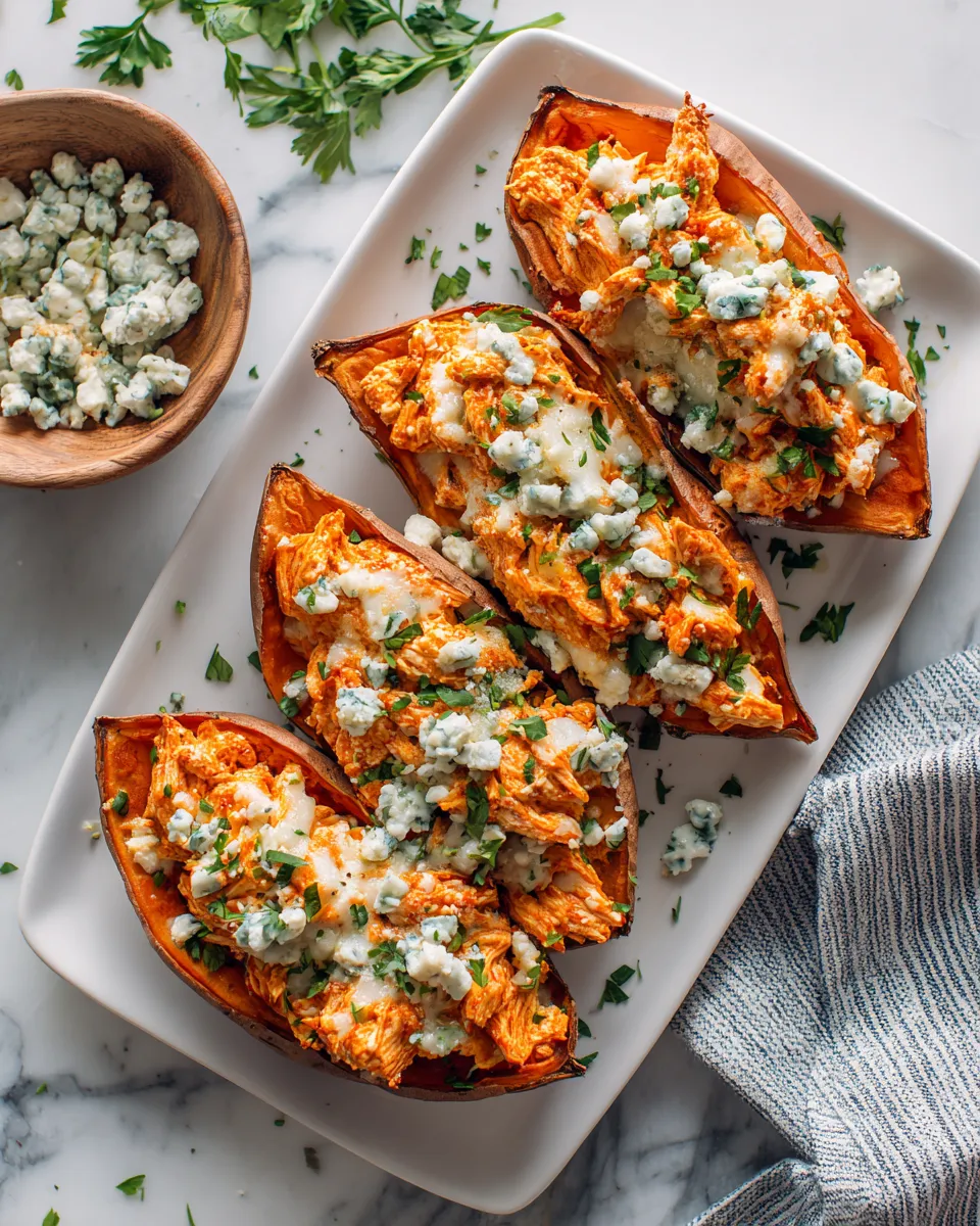 Photo of featured for Spicy Buffalo Chicken Stuffed Sweet Potatoes: A Flavor Explosion