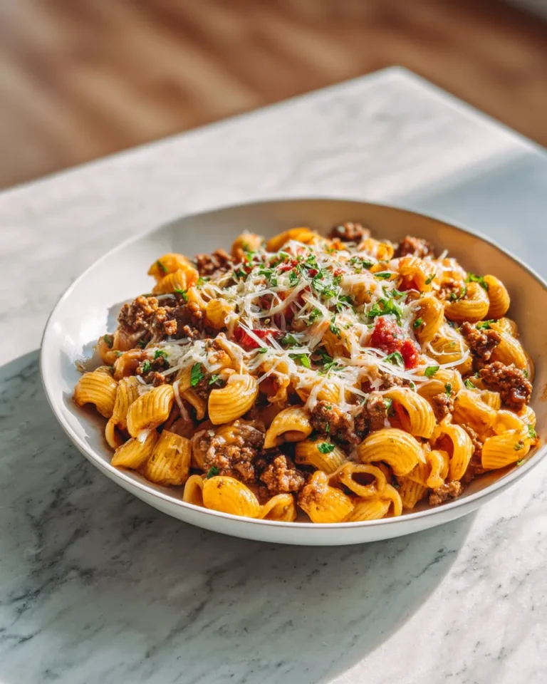 Photo of featured for Irresistibly Cheesy Beef Taco Pasta Skillet