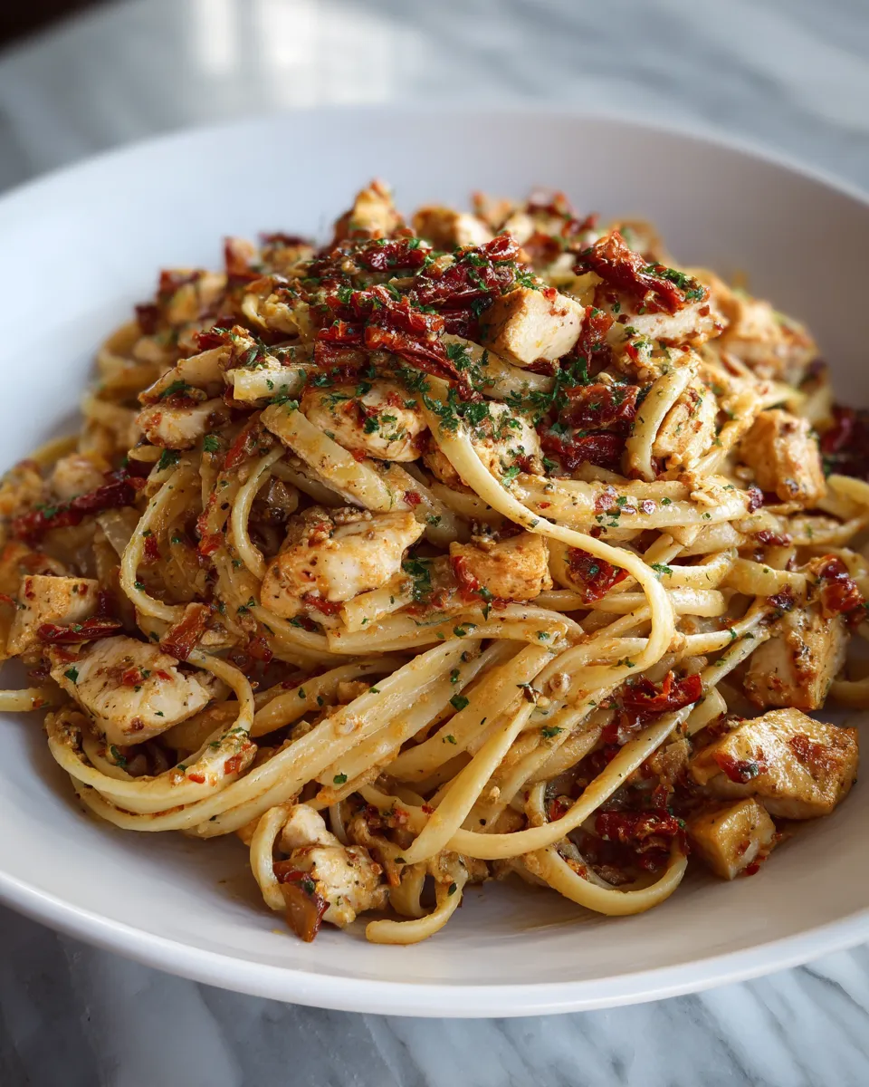 Photo of featured for Indulgent Creamy Sun-Dried Tomato Chicken Pasta
