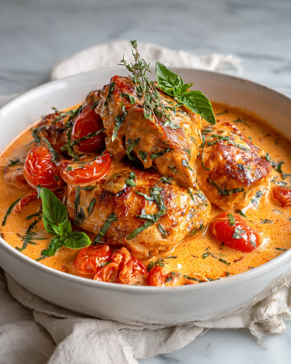 Photo of featured for Creamy Tomato Basil Chicken Skillet: Indulgent Comfort in Every Bite