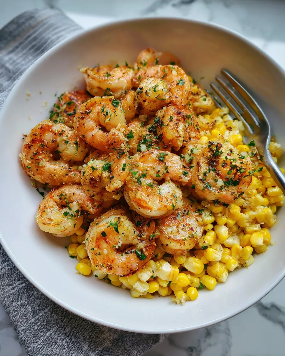 Photo of featured for Irresistible Garlic Butter Shrimp and Corn Skillet
