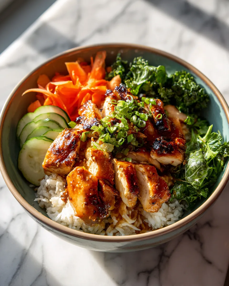 Photo of featured for Irresistible Honey Garlic Chicken Rice Bowl Recipe