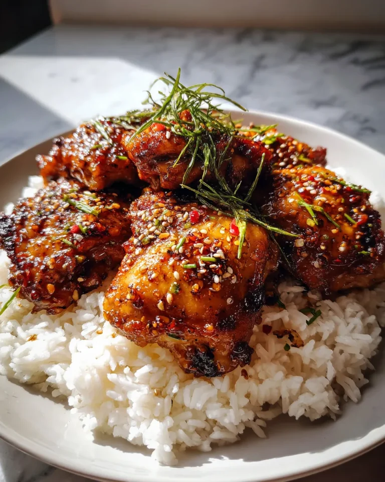 Photo of featured for Delicious Honey Garlic Chicken Thighs: A Mouthwatering Rice Recipe