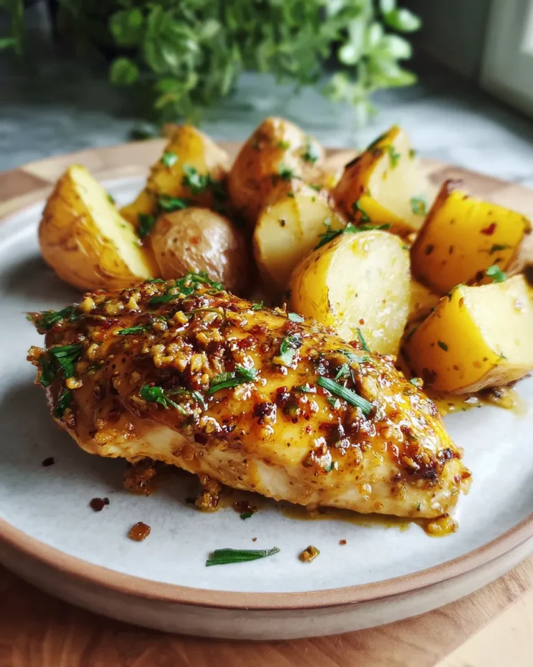 Photo of featured for Deliciously Tangy Honey Mustard Baked Chicken and Potatoes
