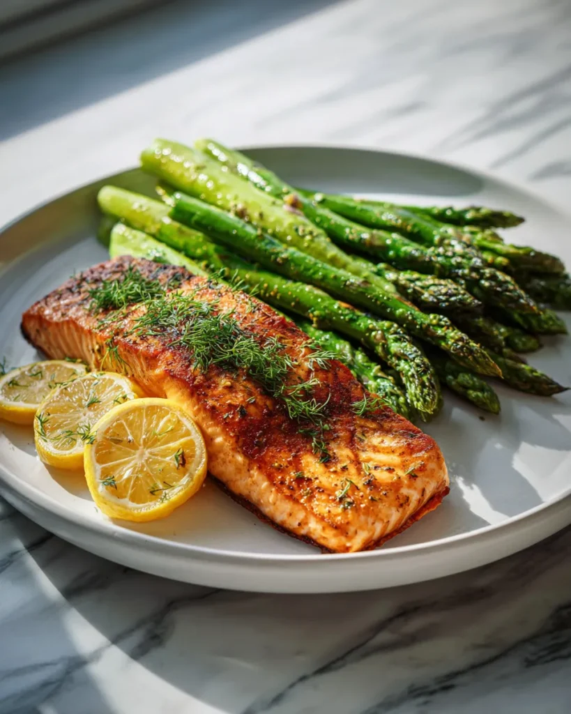 Photo of featured for Sizzling Lemon Herb Grilled Salmon: A Delightful Asparagus Delight