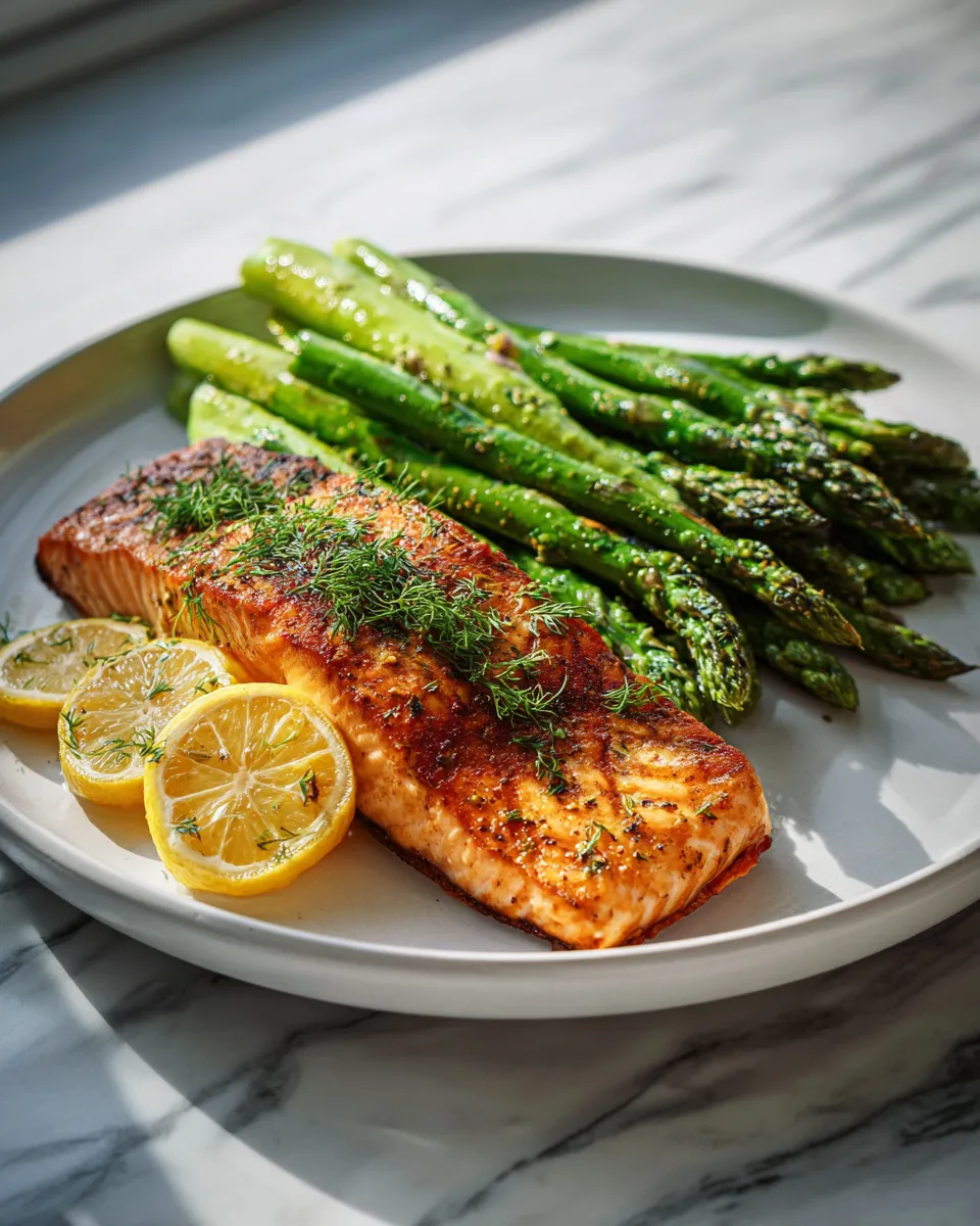 Photo of featured for Sizzling Lemon Herb Grilled Salmon: A Delightful Asparagus Delight