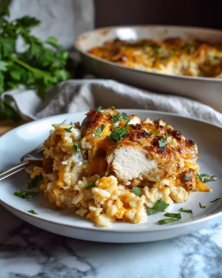 Photo of featured for One-Pan Cheesy Chicken and Rice Bake: Indulge in Comfort