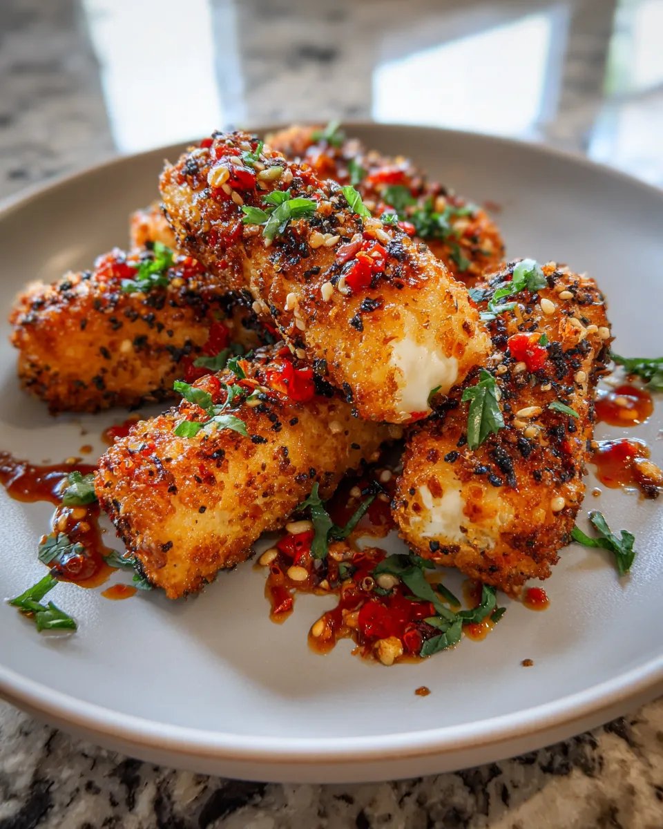Photo of featured for Irresistible Oven-Fried Feta Rolls: Spicy Chili Honey Delight