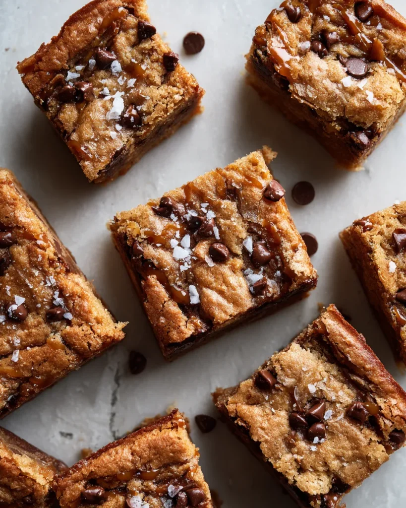 Photo of featured for Irresistible Salted Caramel Chocolate Chip Blondies