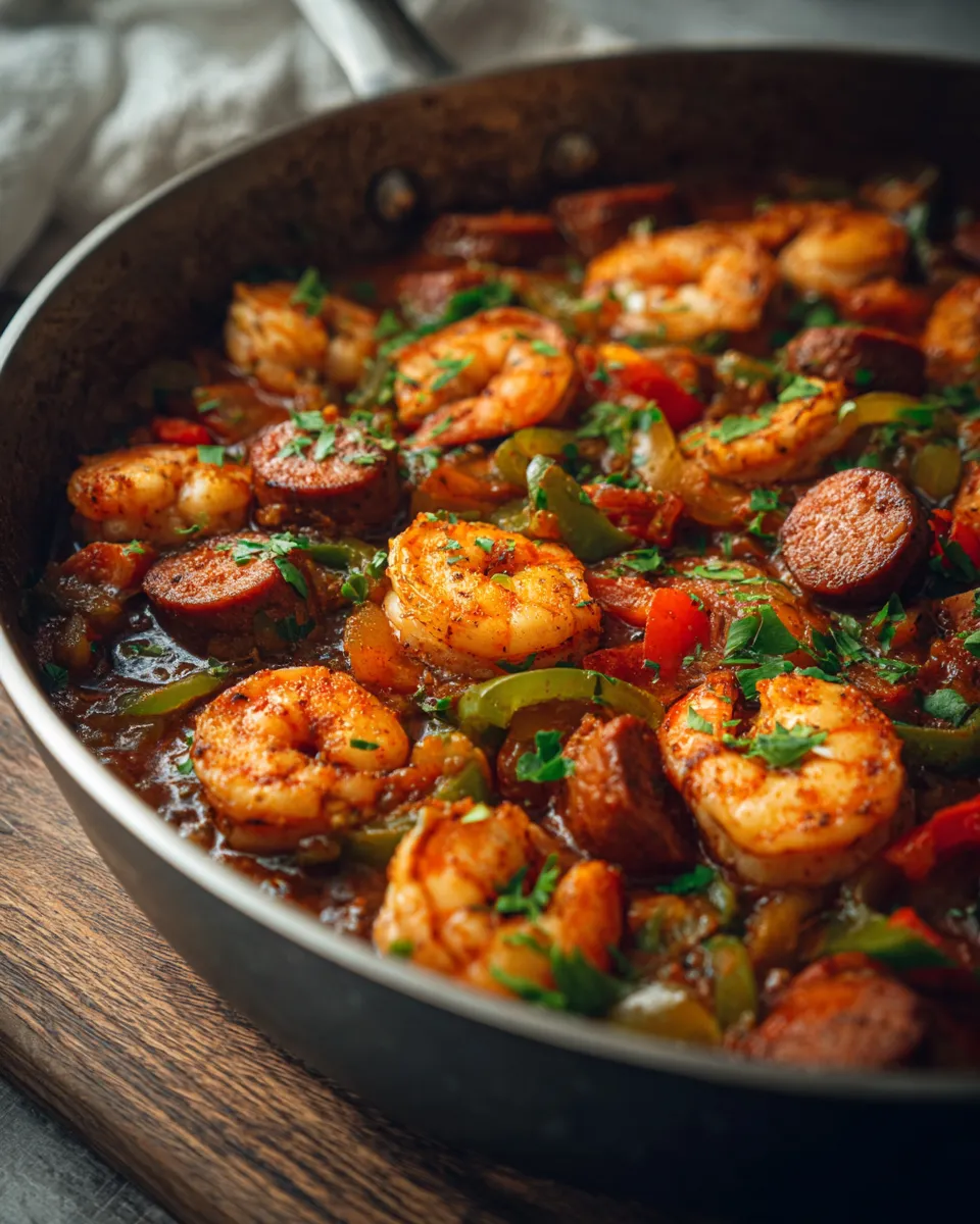 Photo of featured for Spicy Cajun Shrimp Sausage Skillet: Fiery Flavor Explosion