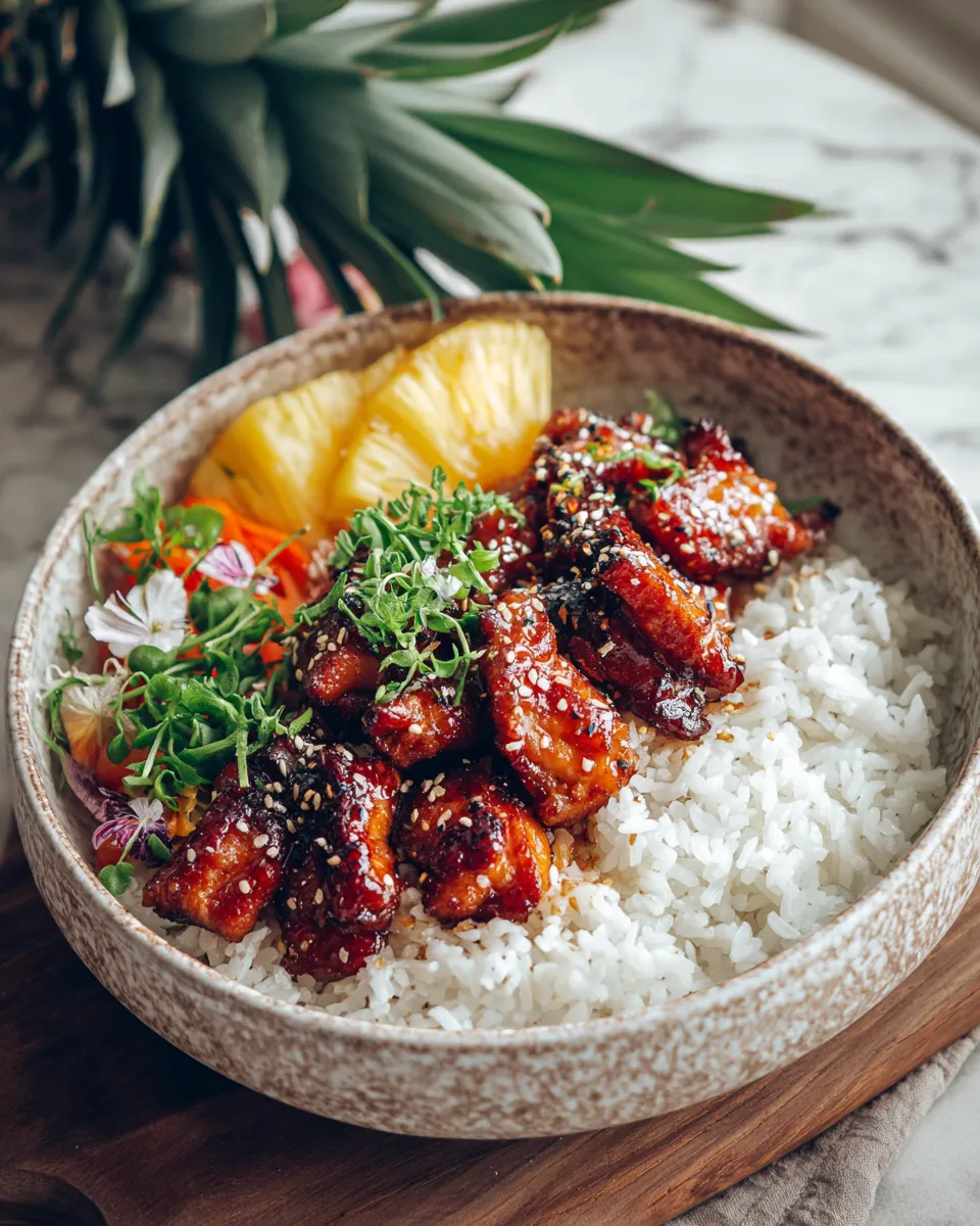 Photo of featured for Deliciously Glazed Teriyaki Chicken Pineapple Rice Bowl