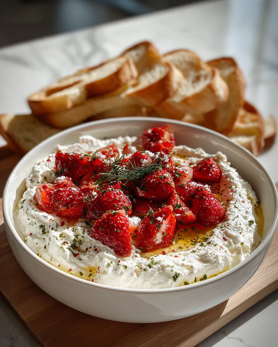 Photo of featured for Irresistible Whipped Feta Dip With Roasted Strawberries