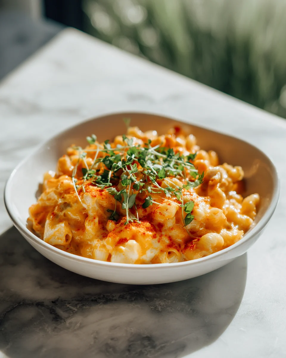 Buffalo Chicken Mac and Cheese Bake