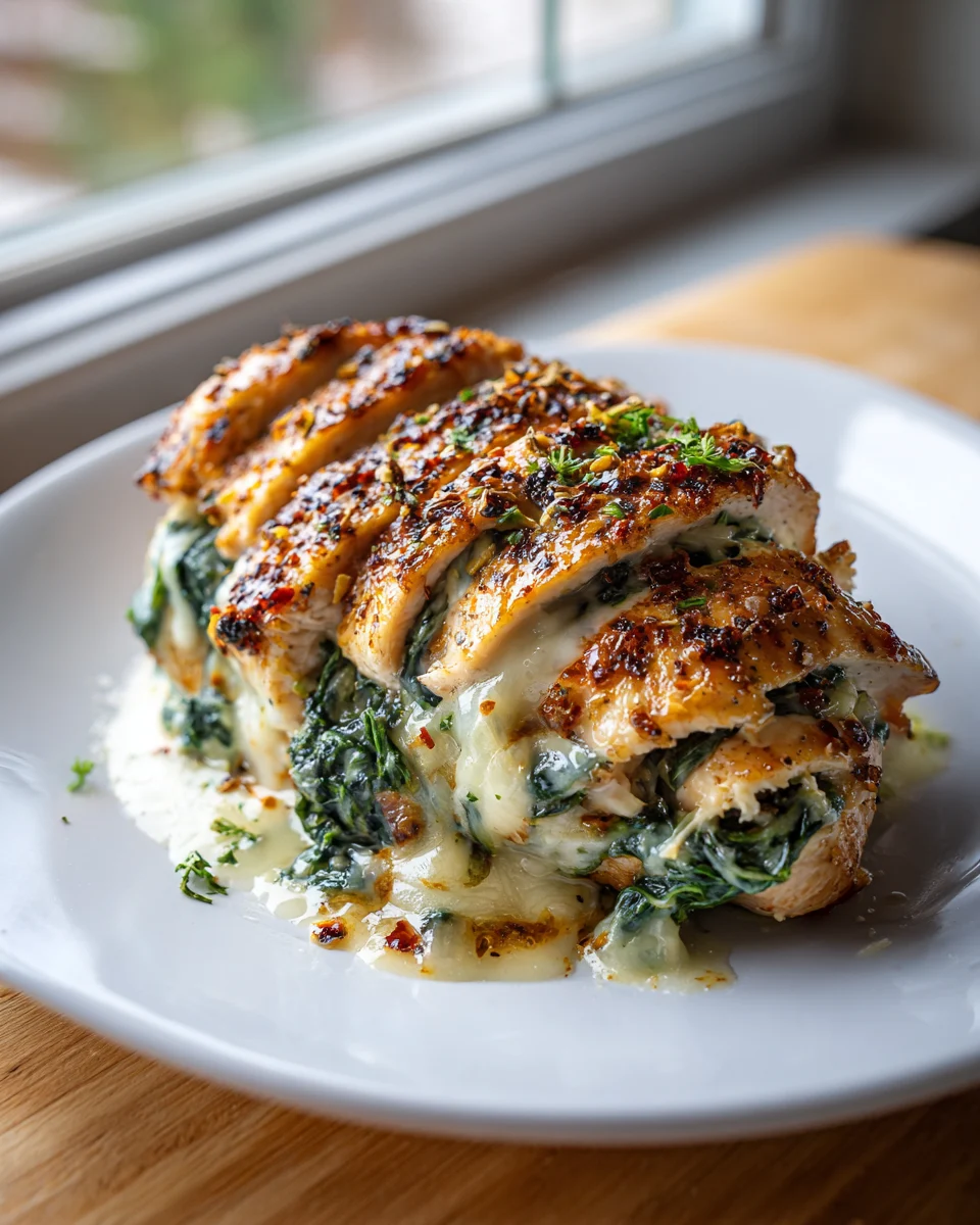 Cheesy Spinach Stuffed Chicken Breast Recipe