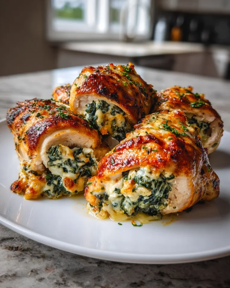 Cheesy Spinach Stuffed Chicken Rolls