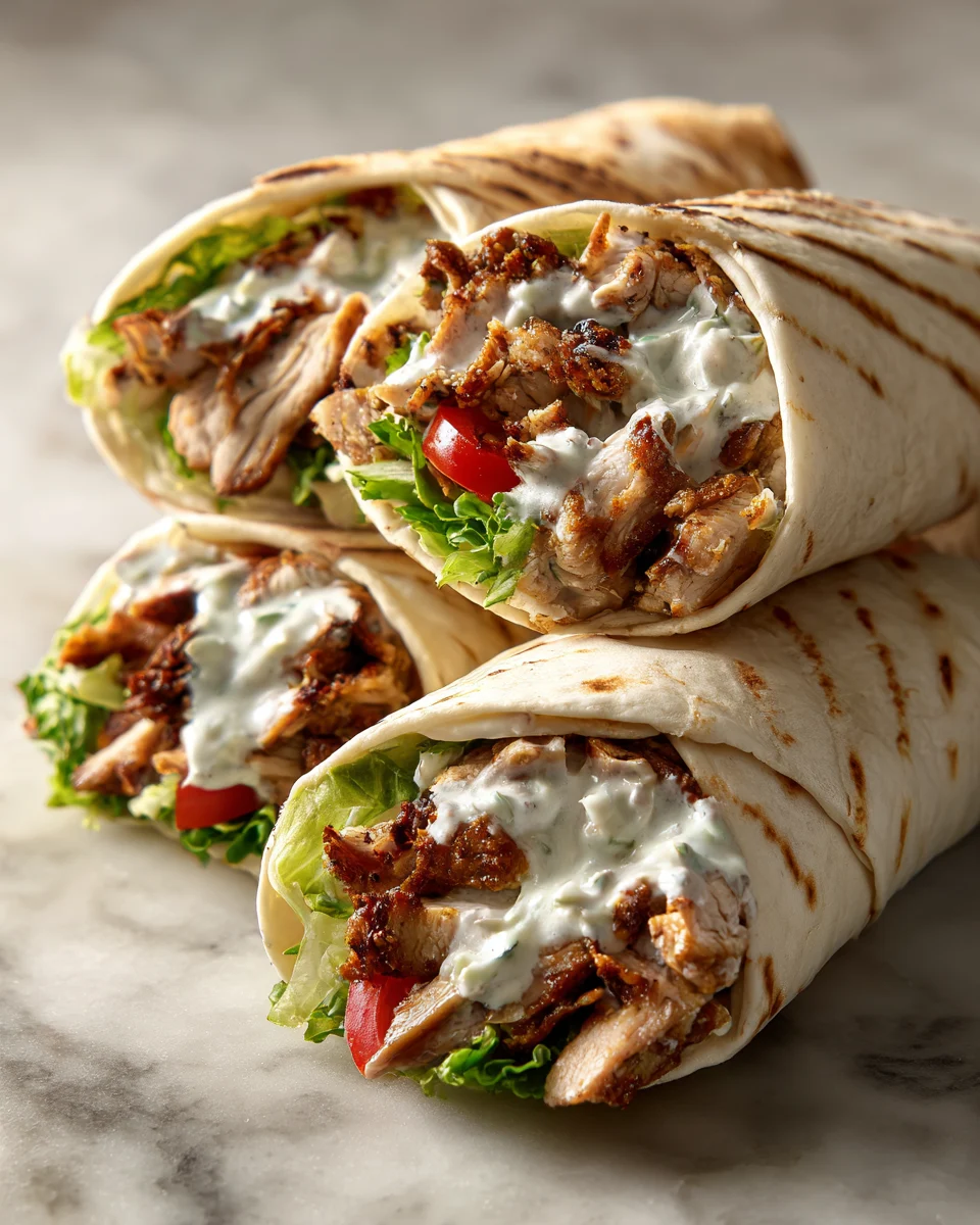 Chicken Shawarma Wraps with Garlic Sauce